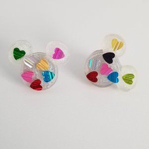 Mickey Earrings with Confetti Hearts